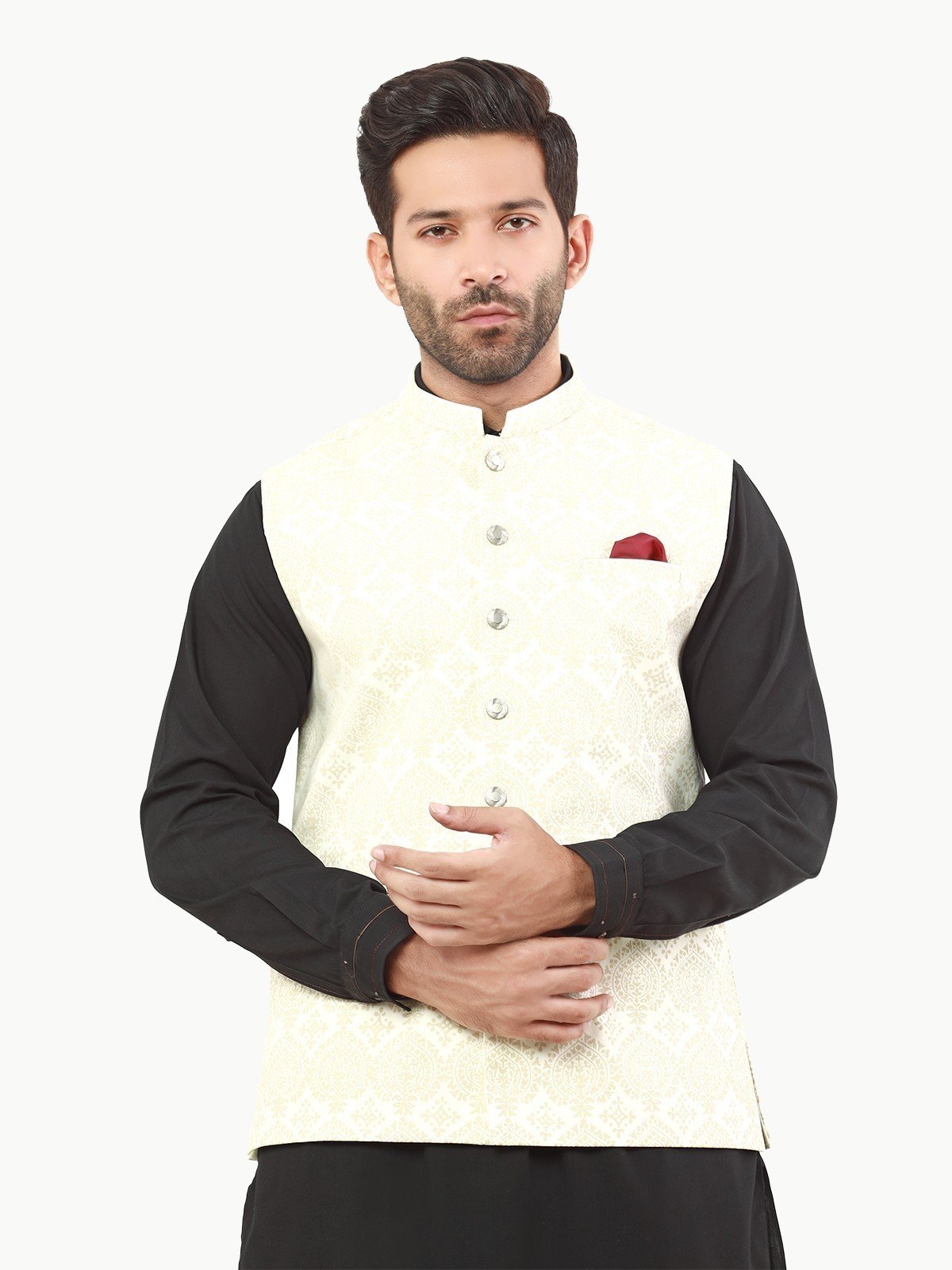 Edenrobe - Men's Cream Waist Coat - EMTWC22-35804