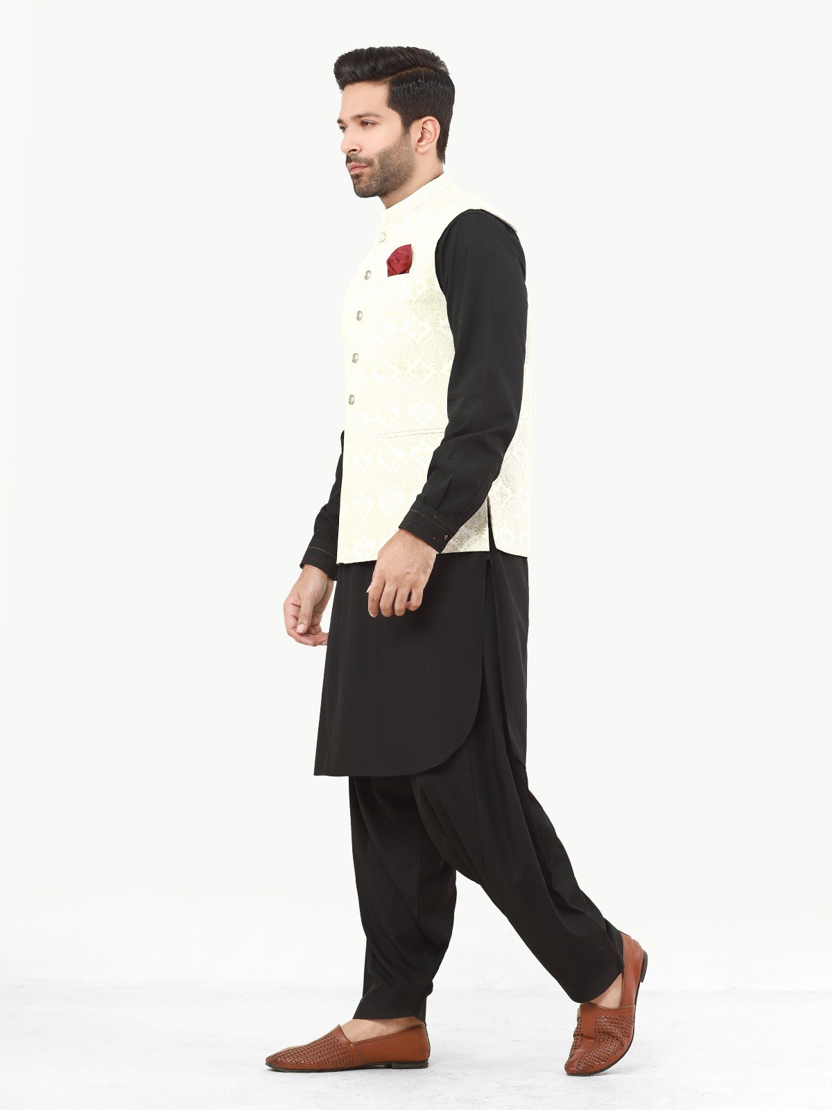 Edenrobe - Men's Cream Waist Coat - EMTWC22-35804