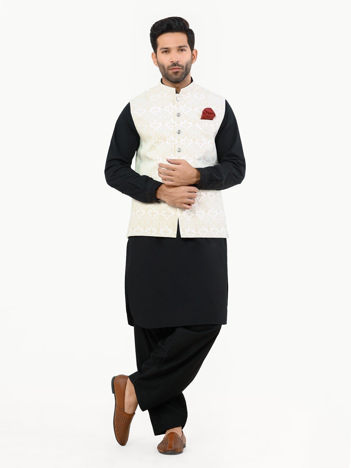 Edenrobe - Men's Cream Waist Coat - EMTWC22-35804