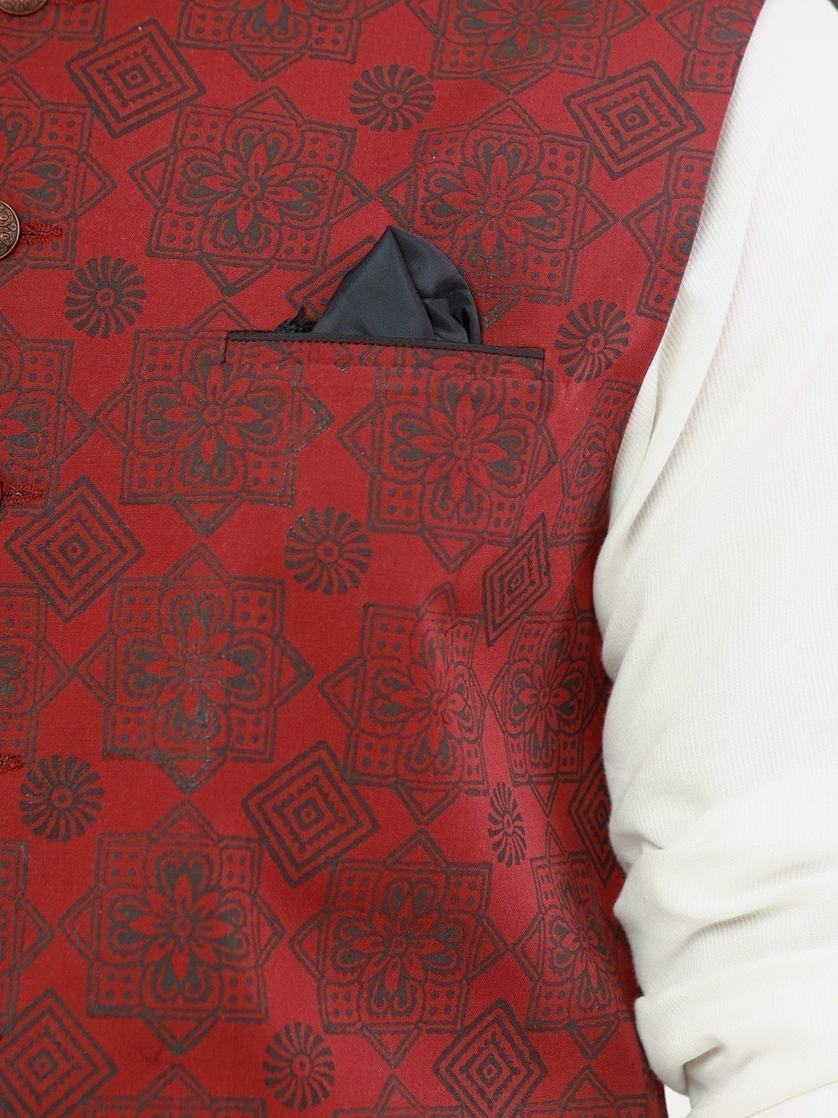 Edenrobe - Men's Maroon Waist Coat - EMTWC22-35806