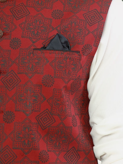 Edenrobe - Men's Maroon Waist Coat - EMTWC22-35806