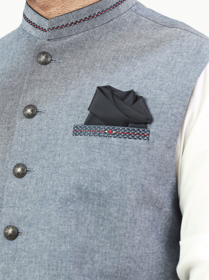 Edenrobe - Men's Steel Blue Waist Coat - EMTWC22-35813