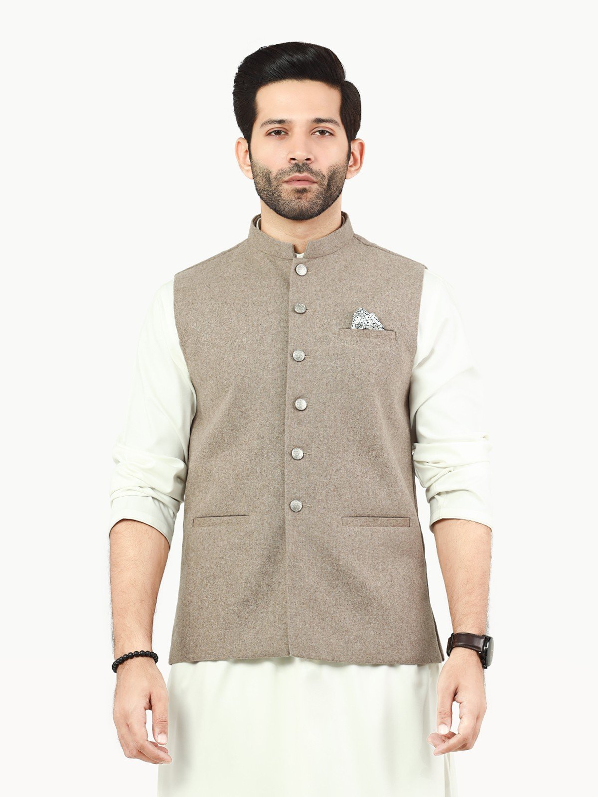 Edenrobe - Men's Light Brown Waist Coat - EMTWC22-35822