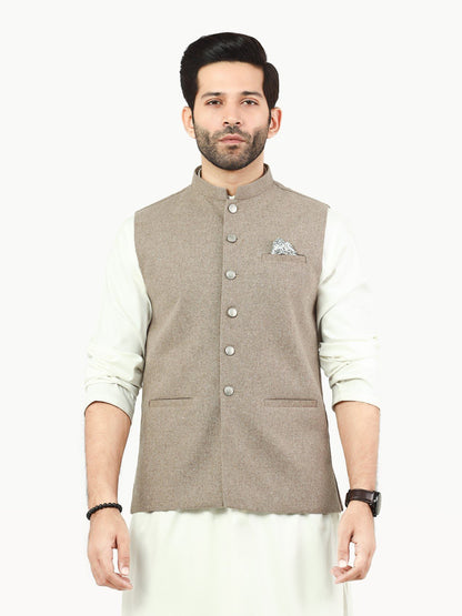 Edenrobe - Men's Light Brown Waist Coat - EMTWC22-35822