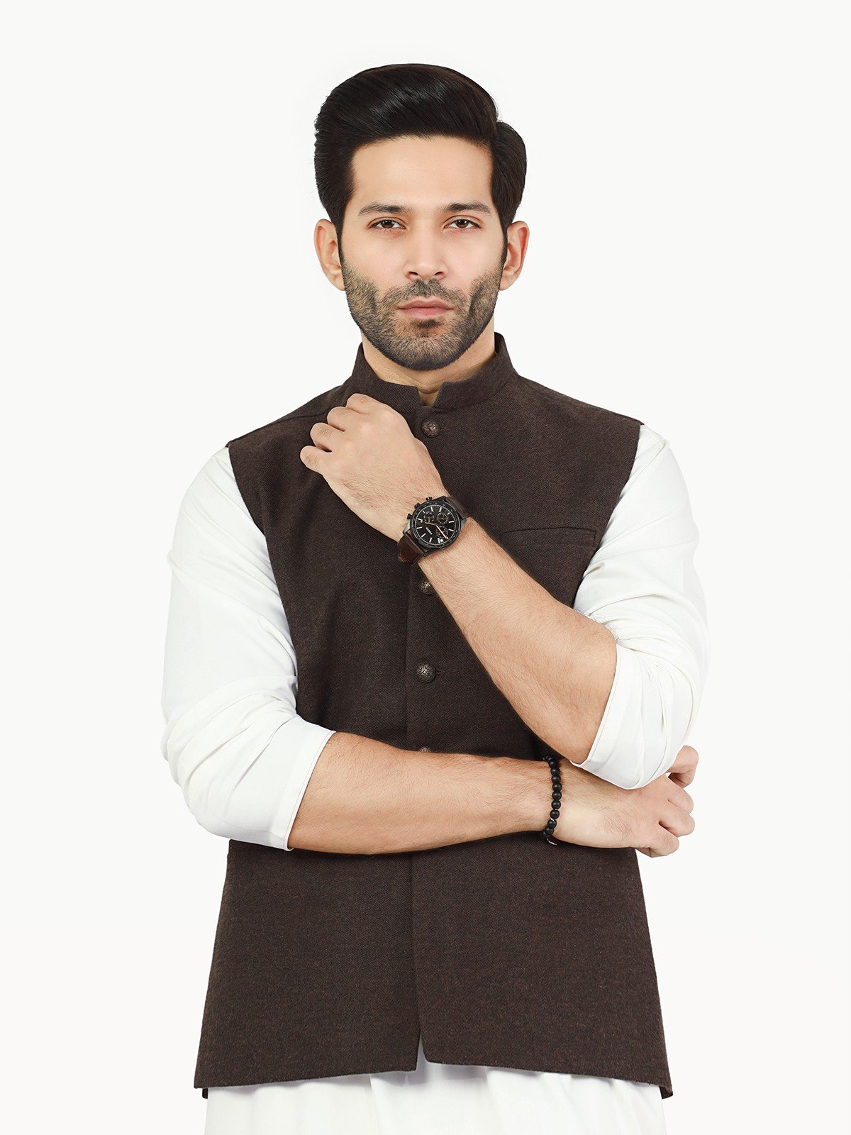 Edenrobe - Men's Chocolate Brown Waist Coat - EMTWC22-35823