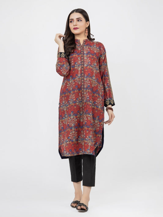 Edenrobe - Pret 1Pc Printed Maroon Shirt - EWTKA21-67871