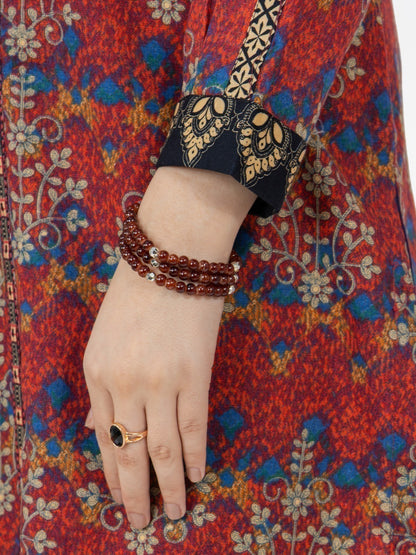 Edenrobe - Pret 1Pc Printed Maroon Shirt - EWTKA21-67871