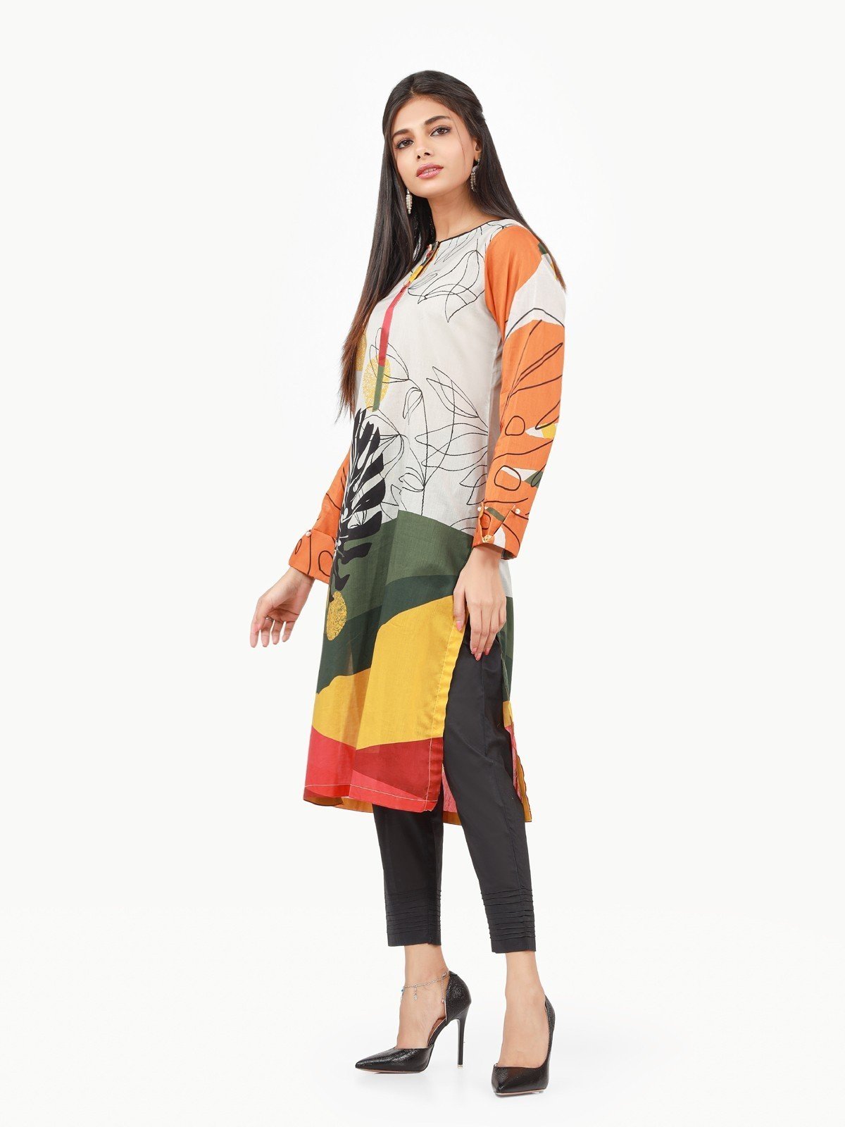 Edenrobe - Pret 1Pc Printed Grey Shirt - EWTKA22-67629