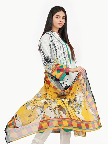 Edenrobe - Pret 2Pc Printed Chiffon Shirt Dupatta - EWTKA22-67666 (2PC-D)