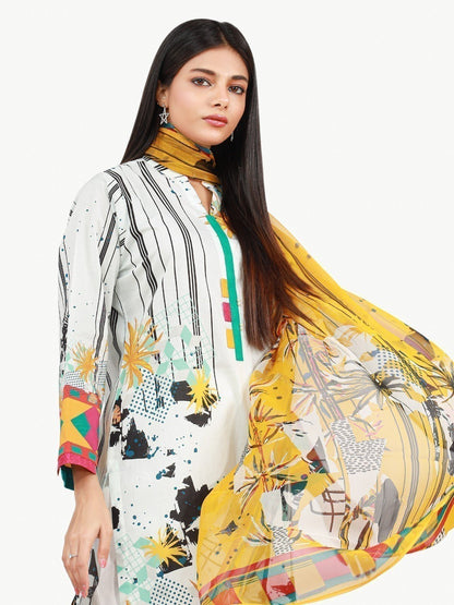 Edenrobe - Pret 2Pc Printed Chiffon Shirt Dupatta - EWTKA22-67666 (2PC-D)