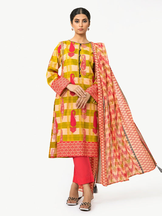 Edenrobe - Pret 3Pc Printed Cambric Suit - EWTKA22-67700 (3-PCS)