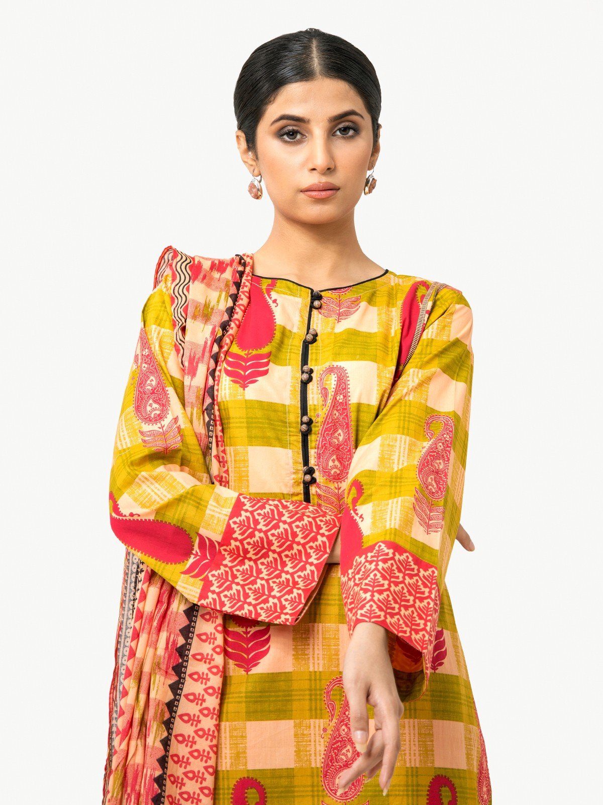 Edenrobe - Pret 3Pc Printed Cambric Suit - EWTKA22-67700 (3-PCS)