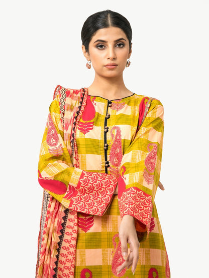 Edenrobe - Pret 3Pc Printed Cambric Suit - EWTKA22-67700 (3-PCS)