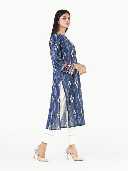 Edenrobe - Pret 1Pc Printed Navy Blue Shirt - EWTKA22-68003