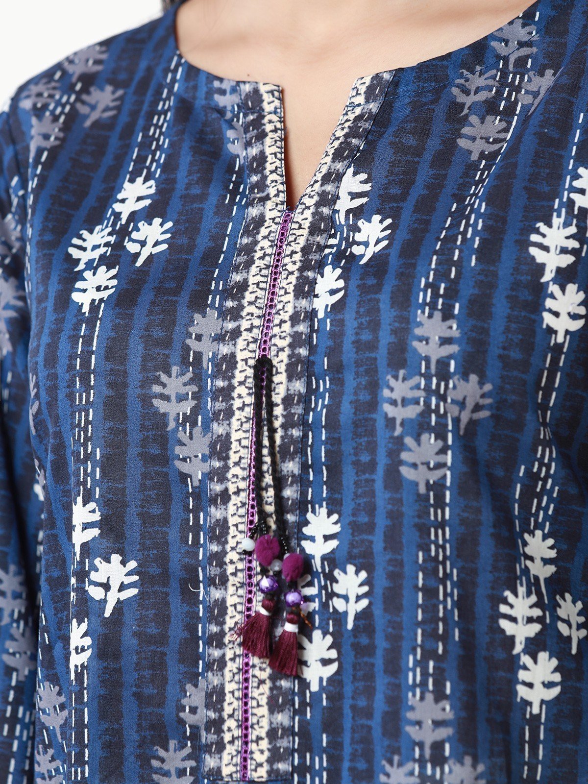 Edenrobe - Pret 1Pc Printed Navy Blue Shirt - EWTKA22-68003