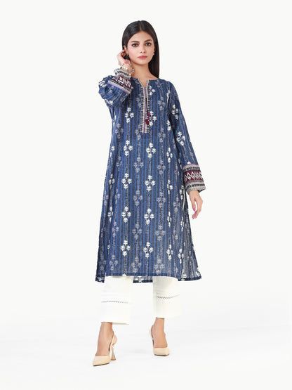 Edenrobe - Pret 1Pc Printed Navy Blue Shirt - EWTKA22-68003