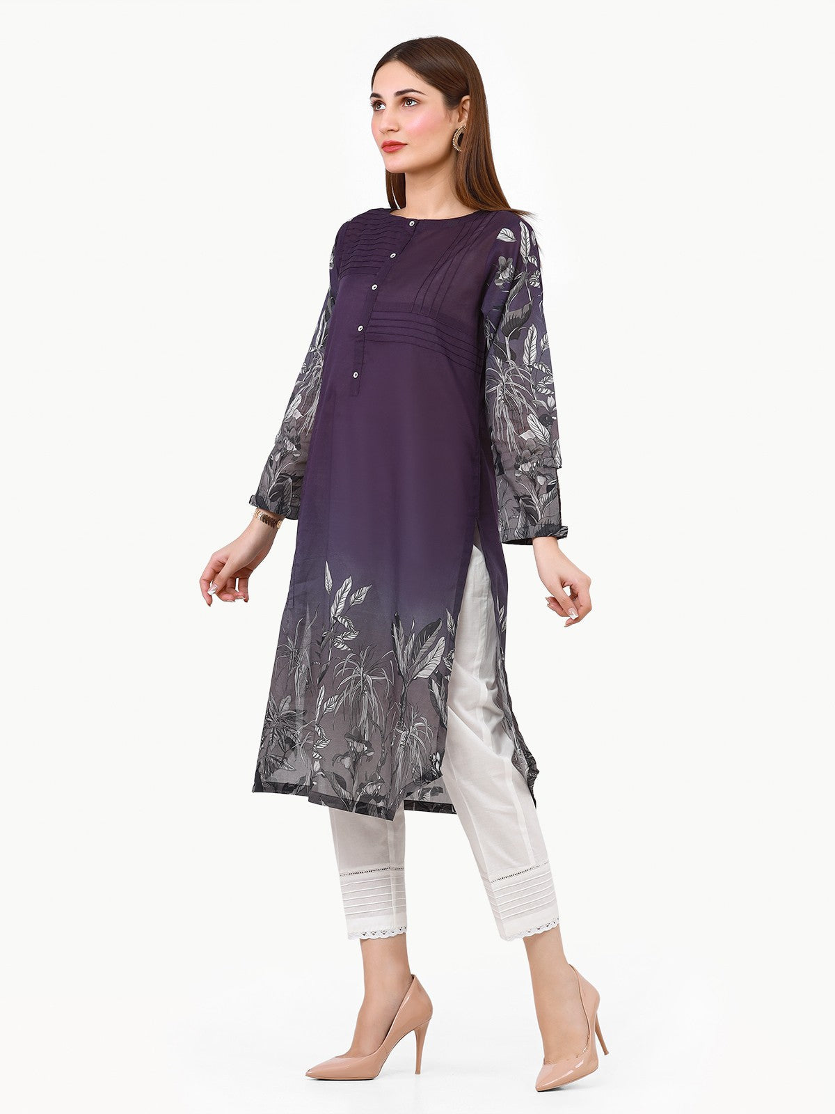 Edenrobe - Pret 1Pc Printed Chanderi Shirt - EWTKA22-68021