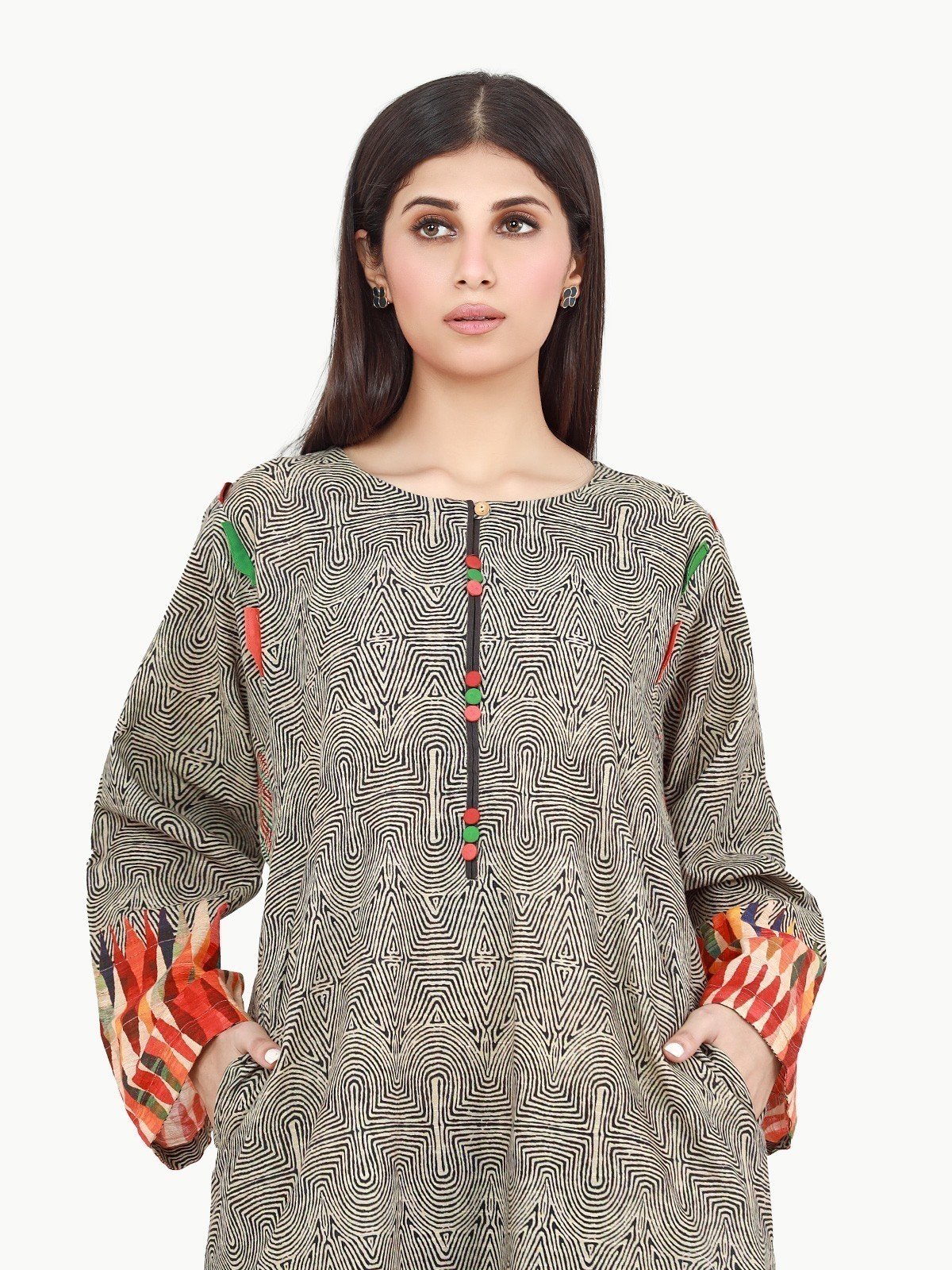 Edenrobe - Pret 1Pc Printed Khaddar Shirt - EWTKA22-68560