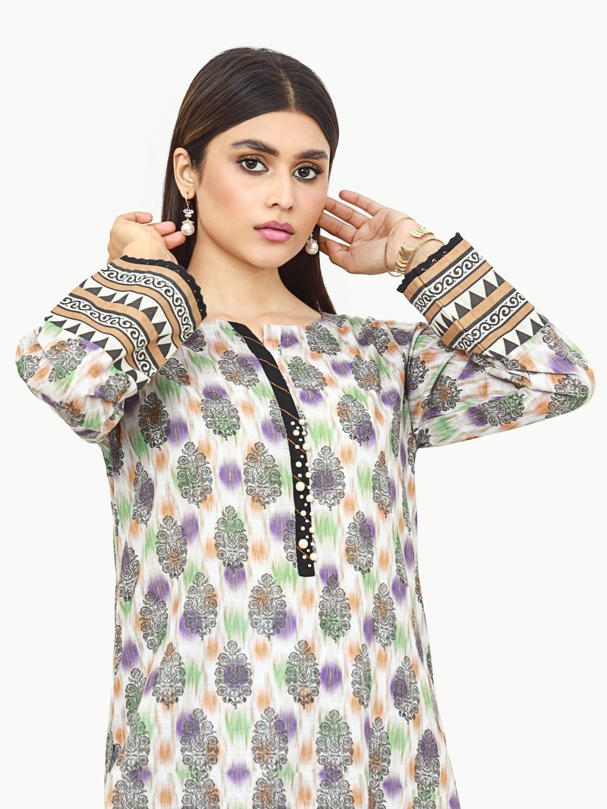 Edenrobe - Pret 1Pc Printed Khaddar Shirt - EWTKA22-68563