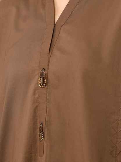 Edenrobe - Mehndi Plain Shirt Trouser Co-Ord Set - EWTK22-68210 (ST)