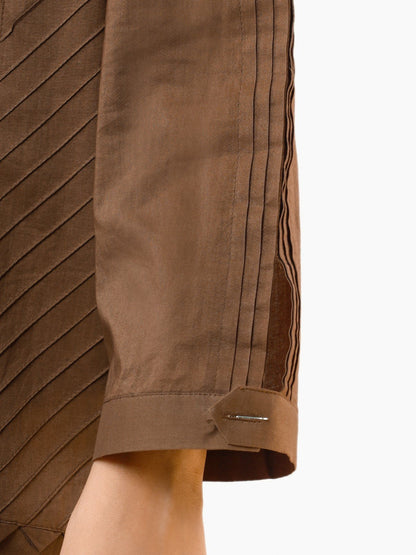 Edenrobe - Mehndi Plain Shirt Trouser Co-Ord Set - EWTK22-68210 (ST)