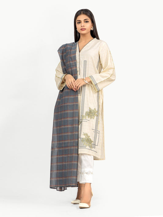 Edenrobe - Pret 2Pc Embroidered Jacquard Shirt Dupatta - EWTKE22-67851 (2PC-D)