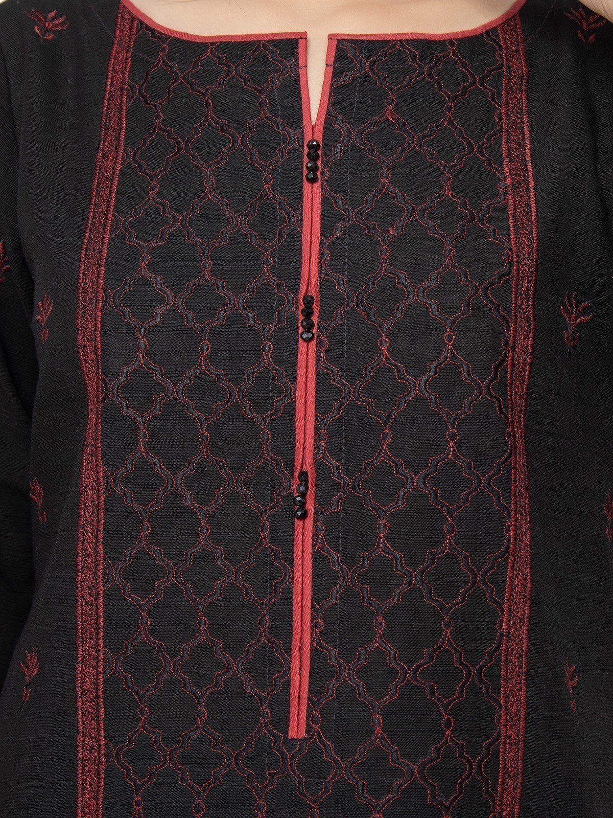 Edenrobe - Pret 3Pc Embroidered Black Suit - EWTKE22-68076 (3P)