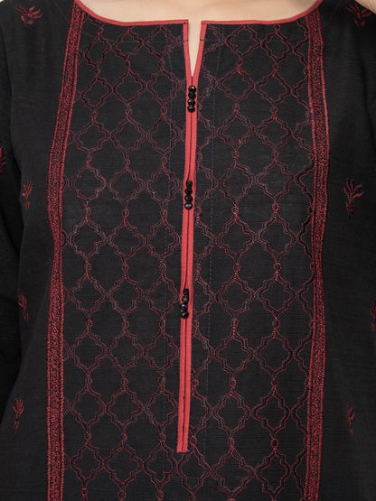Edenrobe - Pret 3Pc Embroidered Black Suit - EWTKE22-68076 (3P)