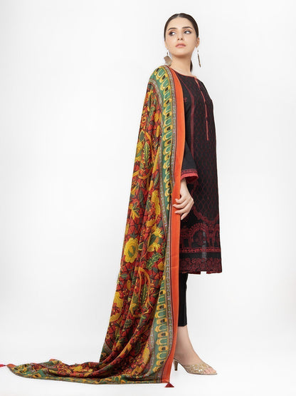 Edenrobe - Pret 3Pc Embroidered Black Suit - EWTKE22-68076 (3P)