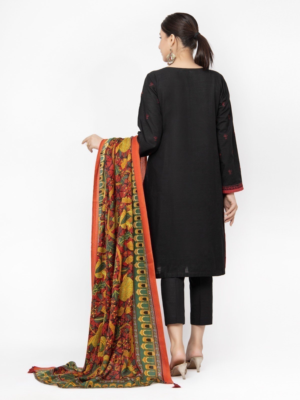 Edenrobe - Pret 3Pc Embroidered Black Suit - EWTKE22-68076 (3P)