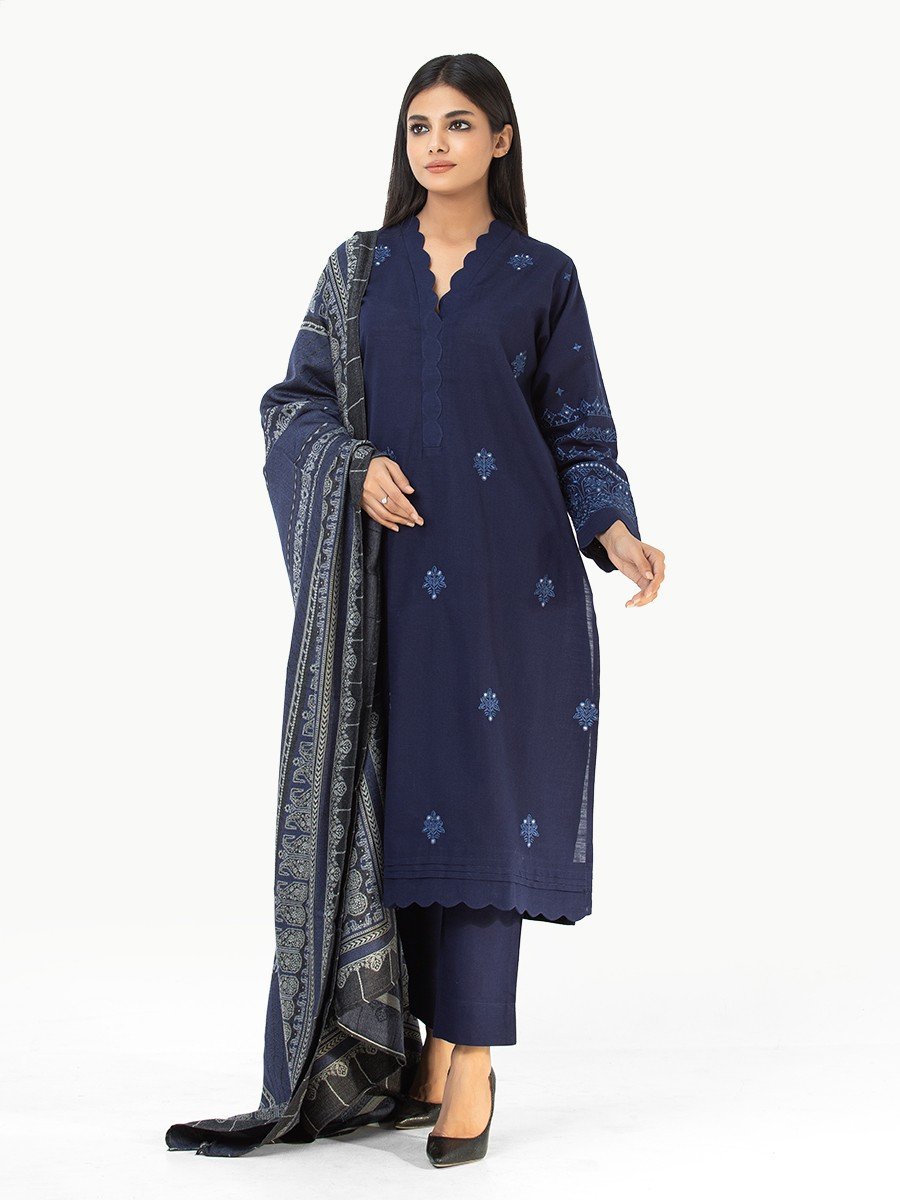 Edenrobe - Pret 3Pc Embroidered Khaddar Suit - EWTKE22-68119 (3P)