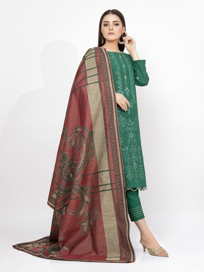Edenrobe - Pret 3Pc Embroidered Khaddar Suit - EWTKE22-68138 (3P)