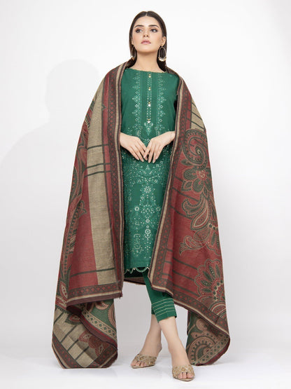 Edenrobe - Pret 3Pc Embroidered Khaddar Suit - EWTKE22-68138 (3P)