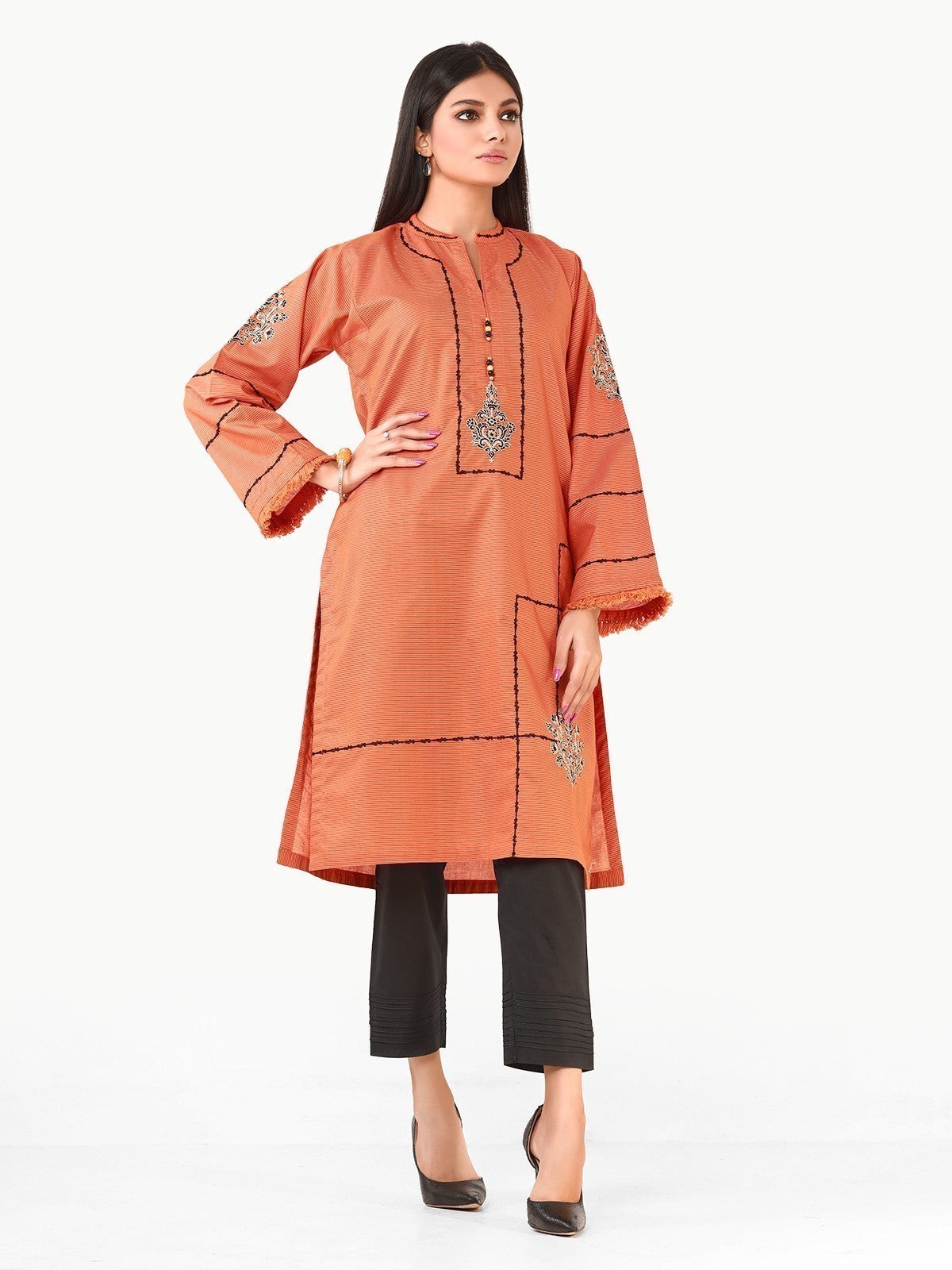 Edenrobe - Pret 1Pc Embroidered Rust Shirt - EWTKE22-68143