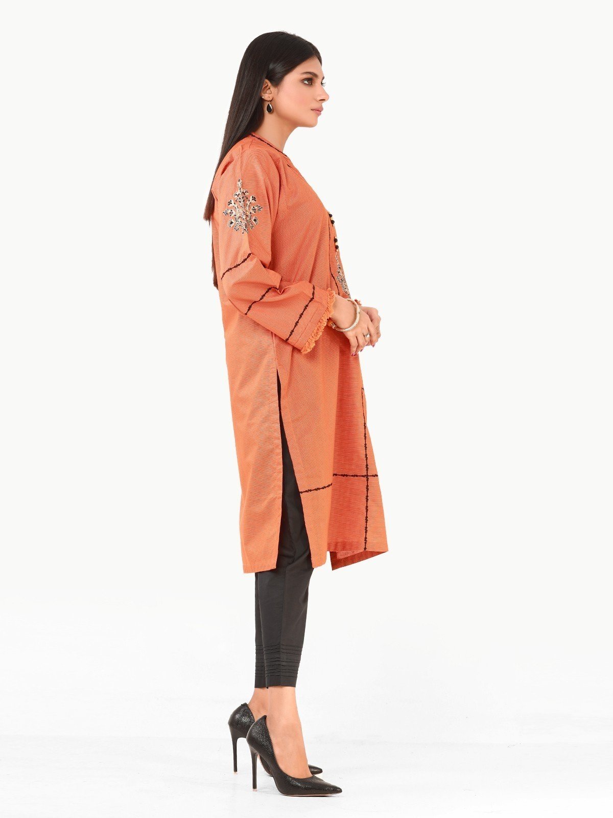 Edenrobe - Pret 1Pc Embroidered Rust Shirt - EWTKE22-68143