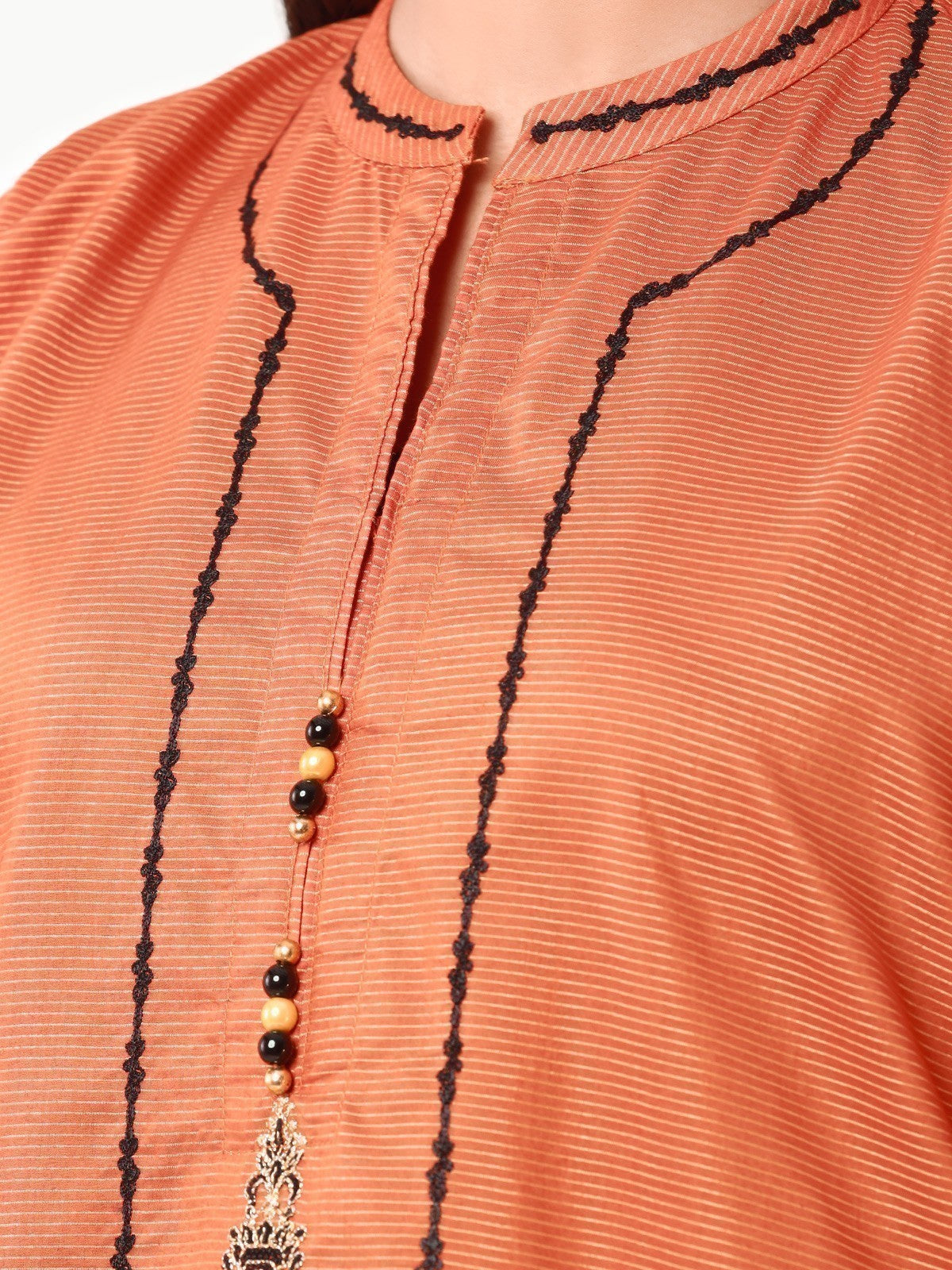 Edenrobe - Pret 1Pc Embroidered Rust Shirt - EWTKE22-68143