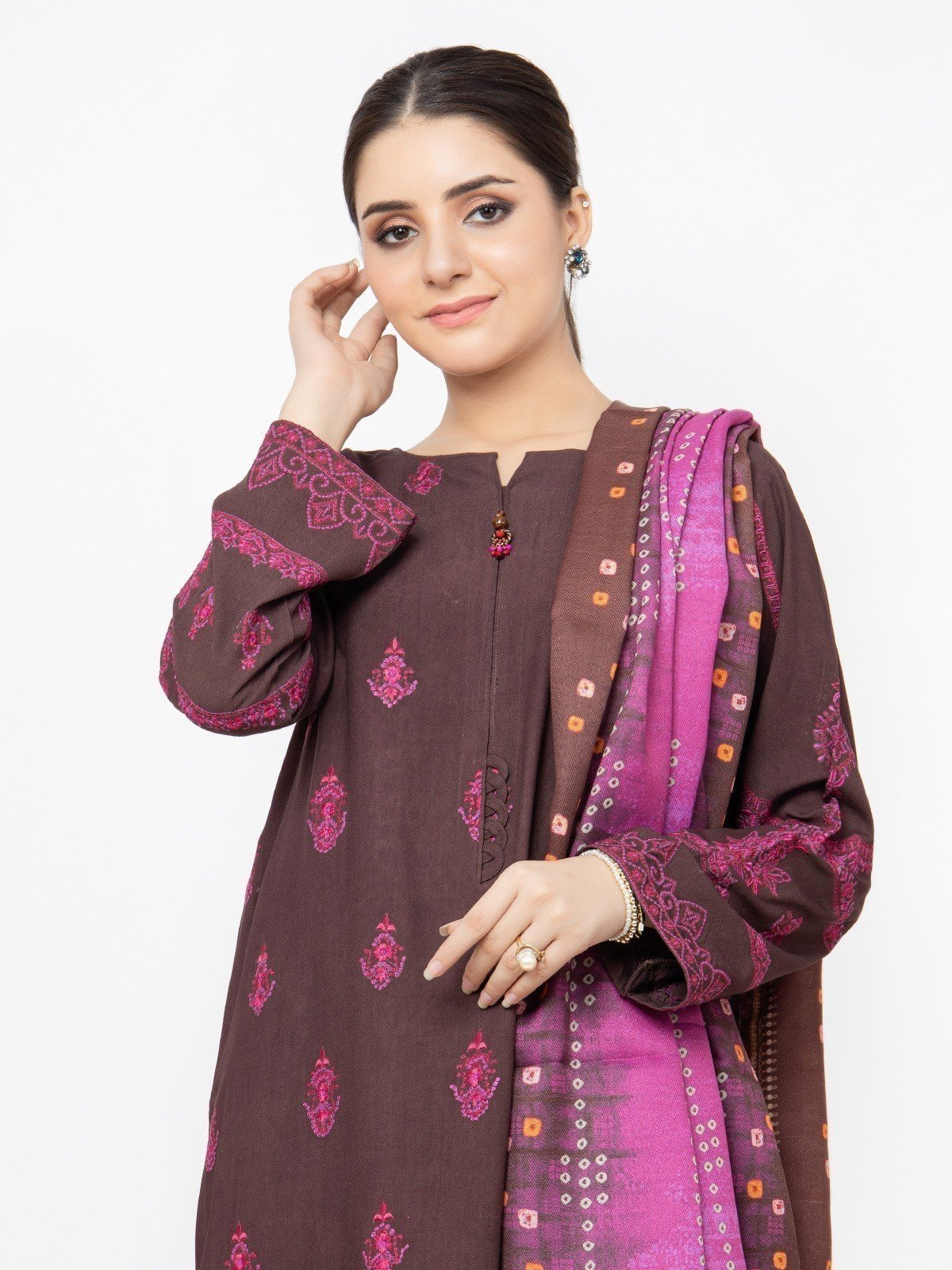 Edenrobe - Pret 3Pc Embroidered Crepe Suit - EWTKE22-68144 (3P)