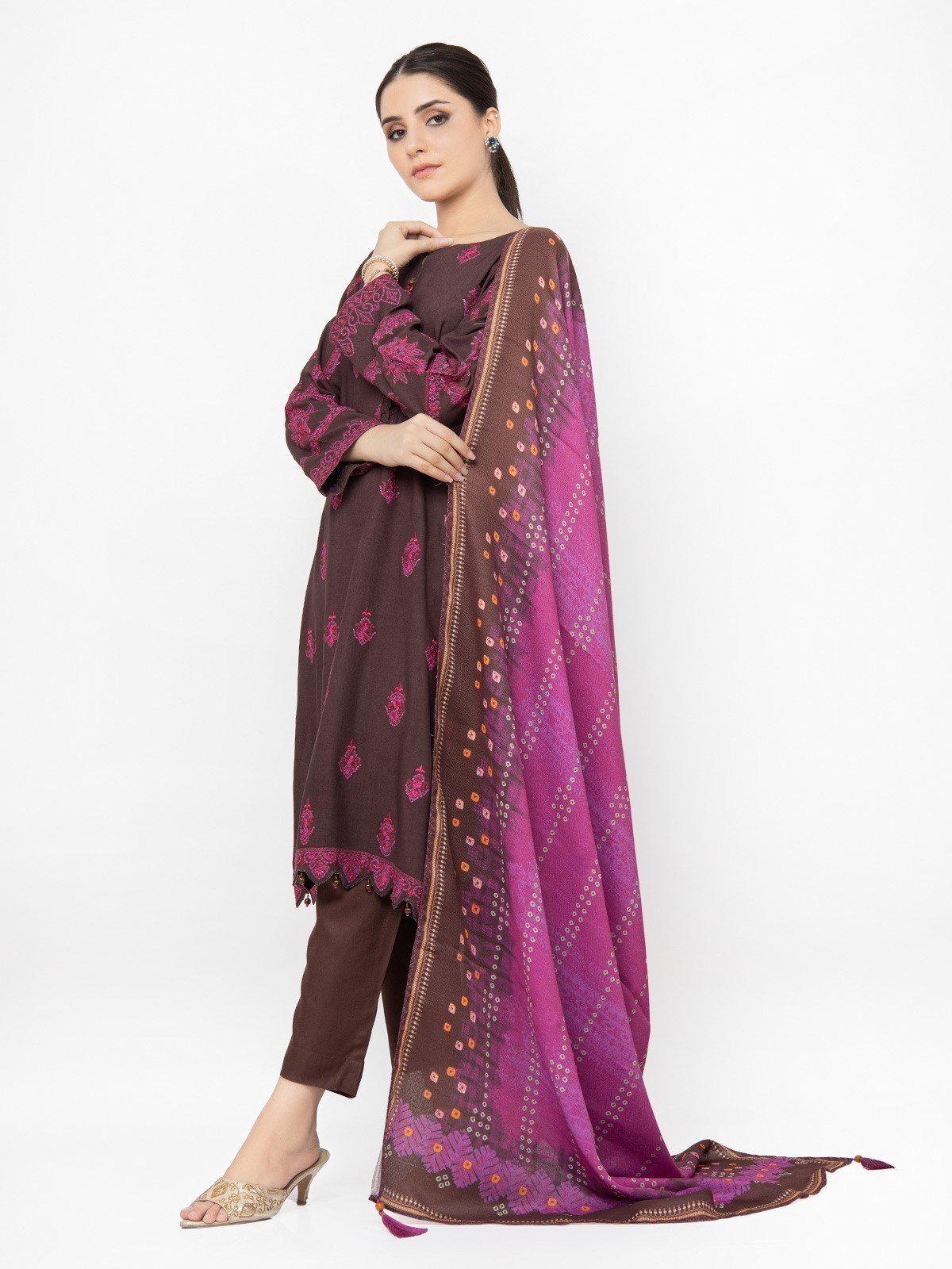 Edenrobe - Pret 3Pc Embroidered Crepe Suit - EWTKE22-68144 (3P)