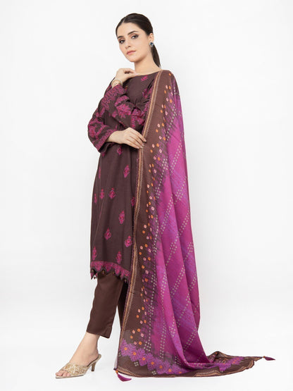 Edenrobe - Pret 3Pc Embroidered Crepe Suit - EWTKE22-68144 (3P)