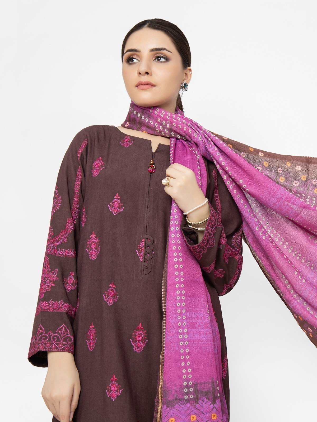 Edenrobe - Pret 3Pc Embroidered Crepe Suit - EWTKE22-68144 (3P)
