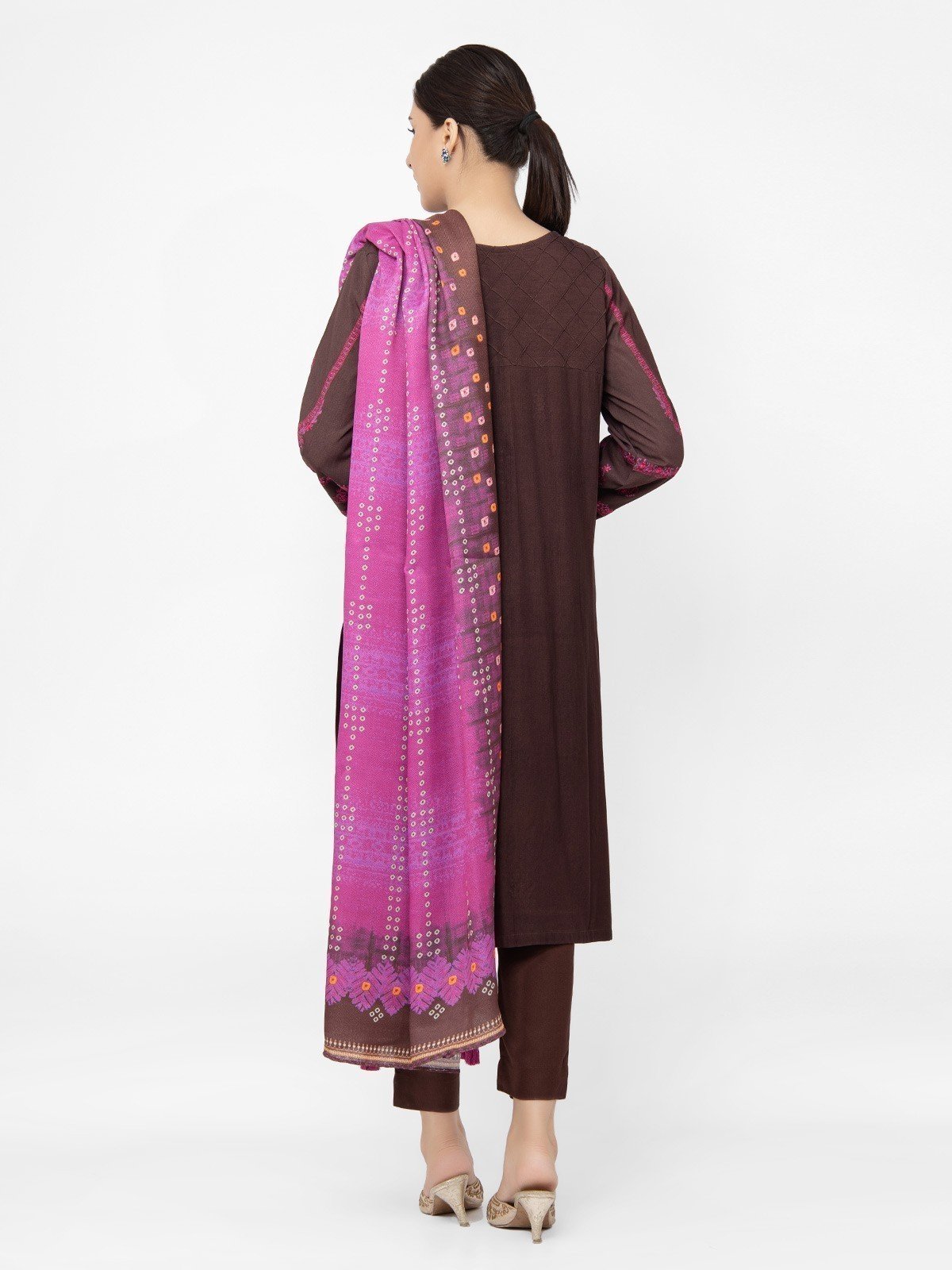 Edenrobe - Pret 3Pc Embroidered Crepe Suit - EWTKE22-68144 (3P)