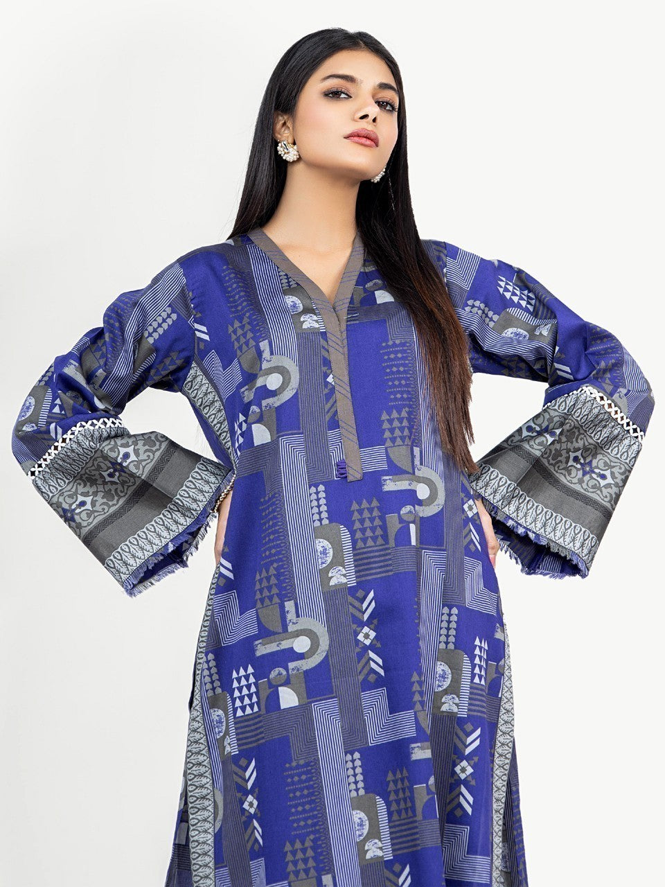 Edenrobe - Pret 1Pc Printed Khaddar Shirt - EWTKP21-67882