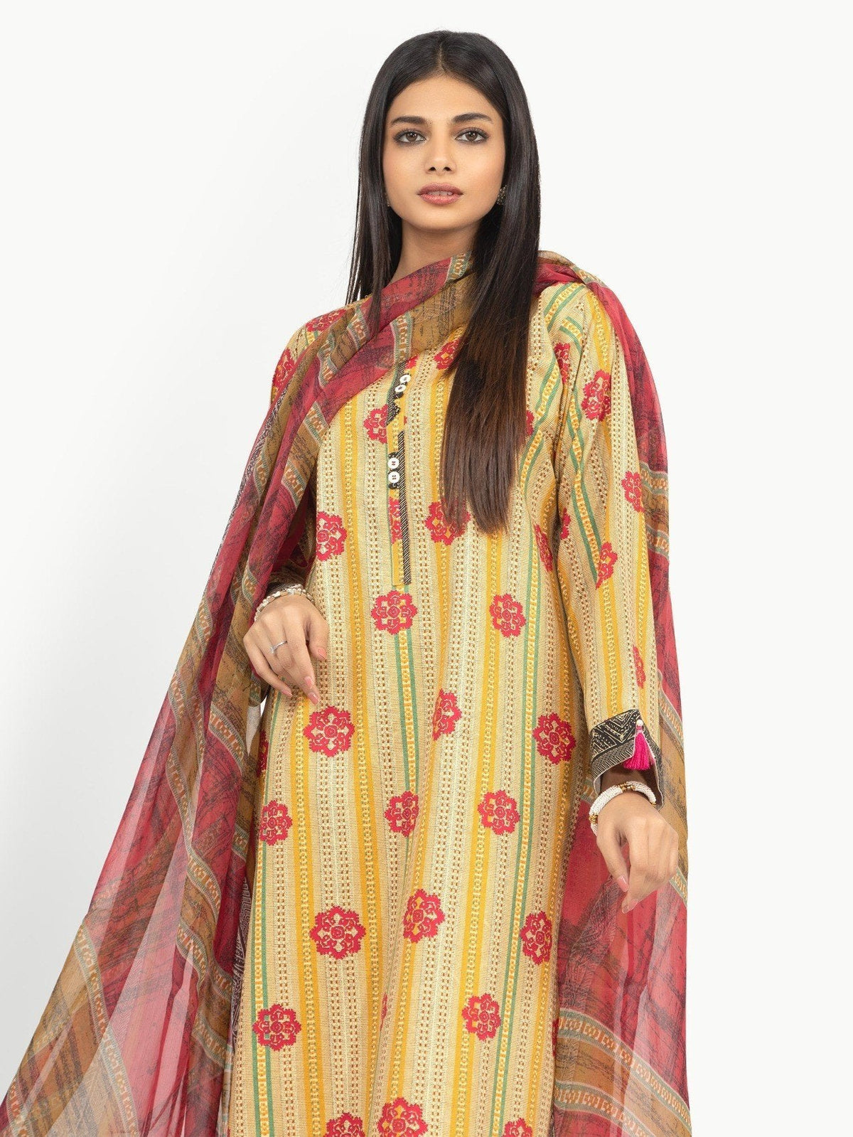 Edenrobe - Pret 3Pc Printed Chiffon Suit - EWTKP21-67912 (3-PCS)