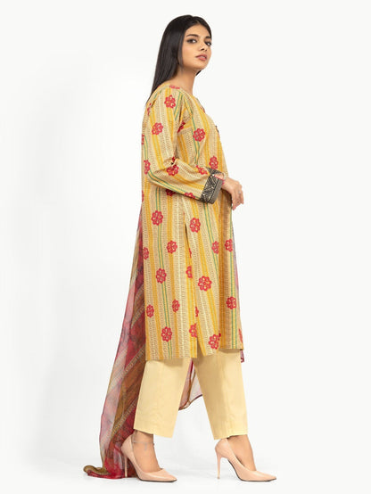 Edenrobe - Pret 3Pc Printed Chiffon Suit - EWTKP21-67912 (3-PCS)