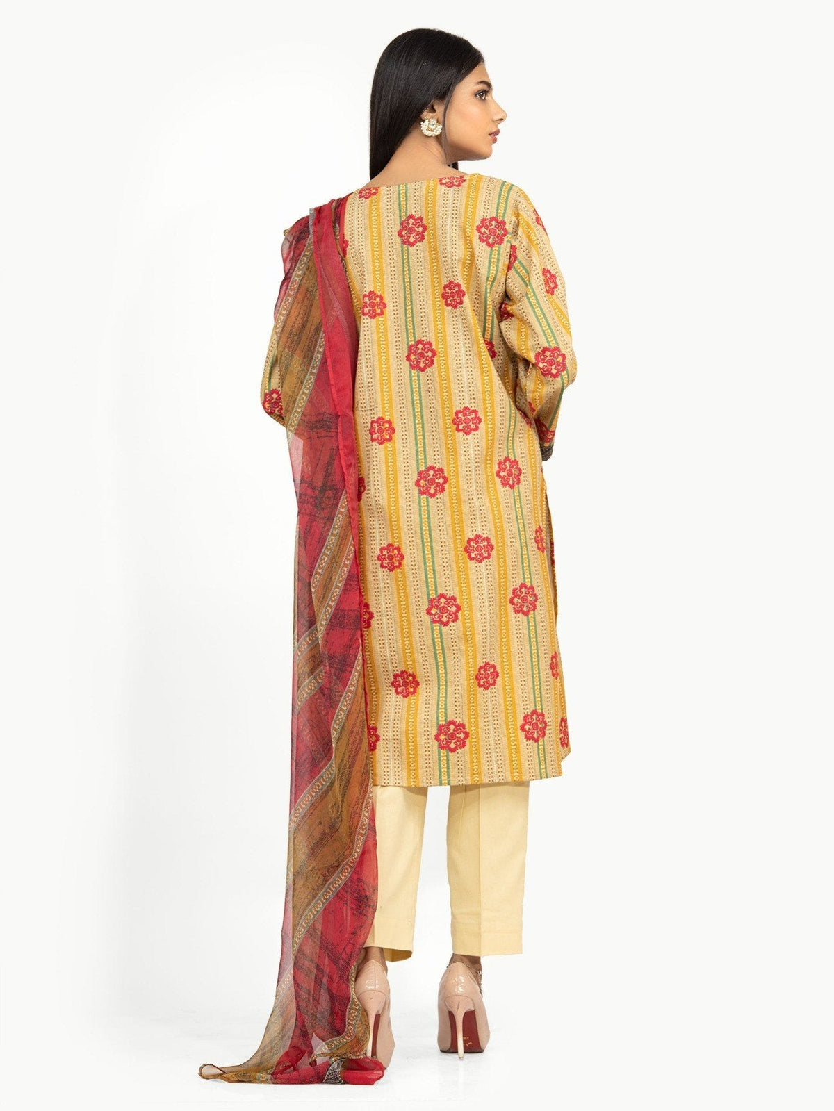 Edenrobe - Pret 3Pc Printed Chiffon Suit - EWTKP21-67912 (3-PCS)