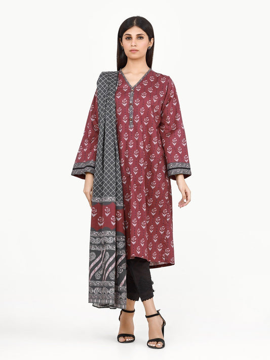 Edenrobe - Pret 2Pc Printed Khaddar Shirt Dupatta - EWTKP22-68594 (SD)