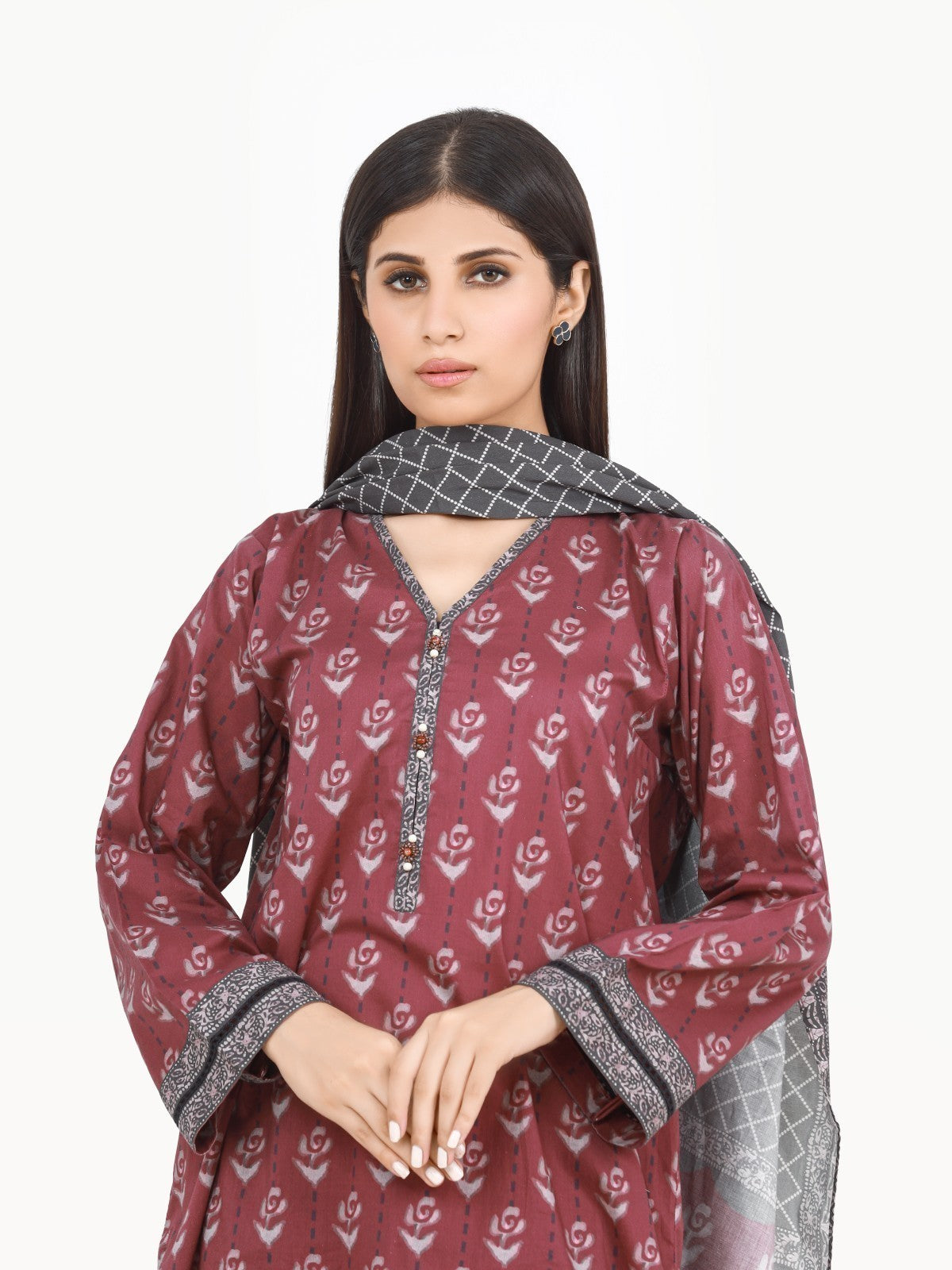 Edenrobe - Pret 2Pc Printed Khaddar Shirt Dupatta - EWTKP22-68594 (SD)
