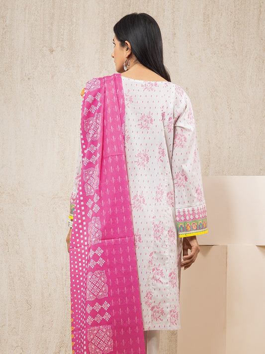 Edenrobe - EWU22A1-23449S Unstitched Pink & White Printed Lawn 1 Piece