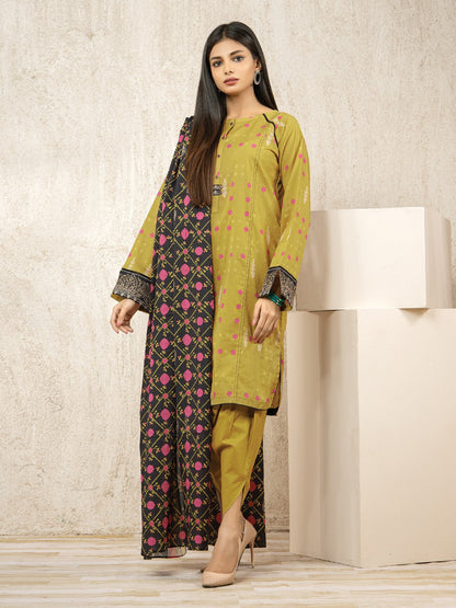 Edenrobe - EWU22A1-23450ST Unstitched Golden Printed Lawn 2 Piece