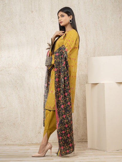 Edenrobe - EWU22A1-23450S Unstitched Golden Printed Lawn 1 Piece